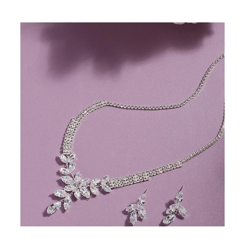 Sohi Women's Silver Bling Stone Jewelry Set