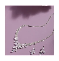 Sohi Women's Silver Bling Stone Jewelry Set