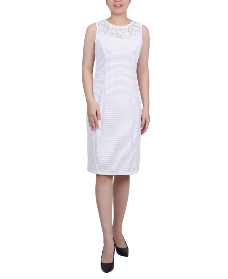 Ny Collection Women's Novelty Knit and Lace Dress, 2 Piece Set