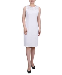 Ny Collection Women's Novelty Knit and Lace Dress, 2 Piece Set