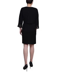 Ny Collection Women's Novelty Knit and Lace Dress, 2 Piece Set