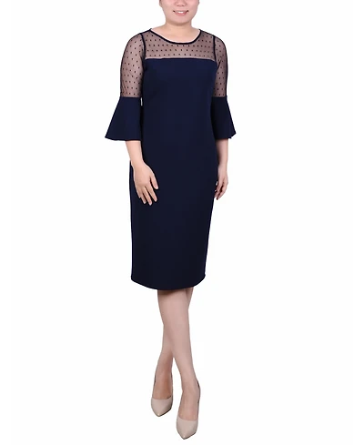 Ny Collection Women's Illusion Neck Scuba Dress
