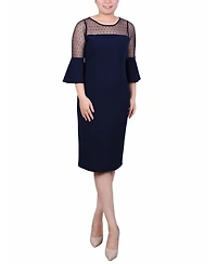 Ny Collection Women's Illusion Neck Scuba Dress