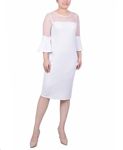 Ny Collection Women's Illusion Neck Scuba Dress