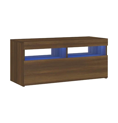 Tv Stand with Led Lights Brown Oak 35.4"x13.8"x15.7"