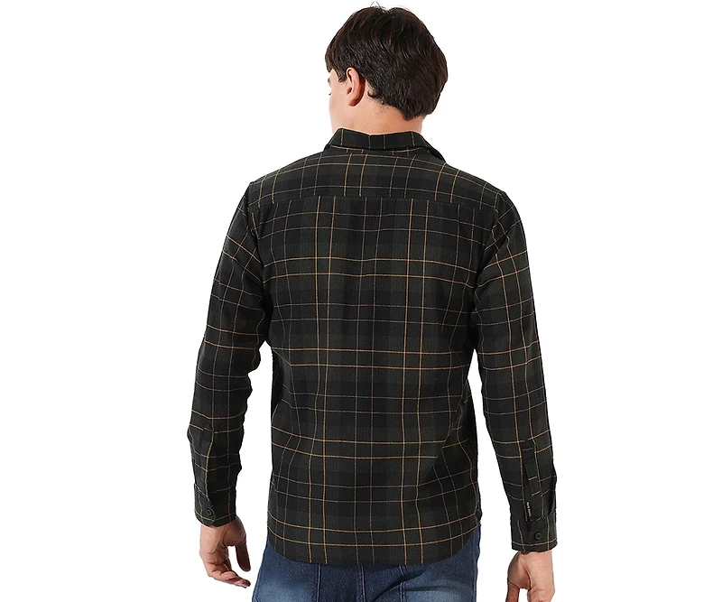 Campus Sutra Men's Dark Green Checkered Regular Fit Casual Shirt