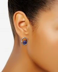 Macy's Silver Plated Multi Genuine Stone Stud Earrings
