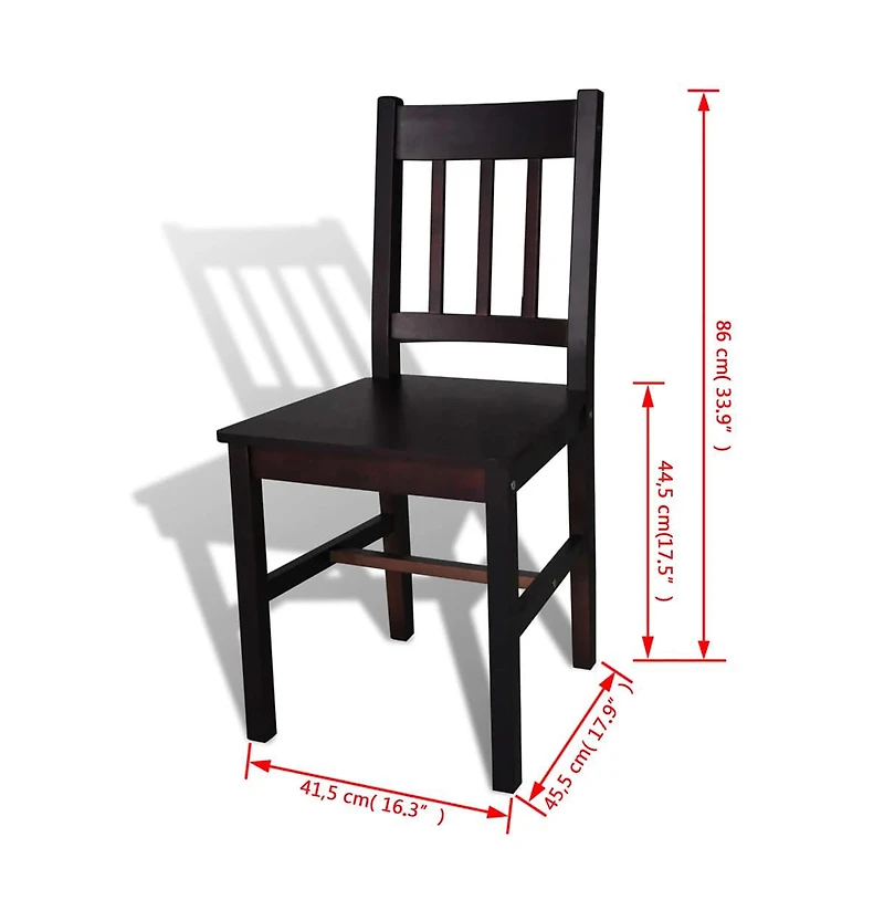 Dining Chairs 4 pcs Dark Brown Pinewood