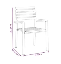 Stackable Patio Chairs 2 pcs Solid Wood Acacia and Metal