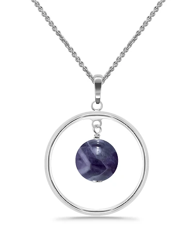 Macy's Silver Plated Multi Genuine Stone Circle Pendant Necklace