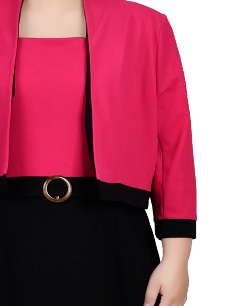 Ny Collection Plus 3/4 Sleeve Colorblocked Dress, 2 Piece Set