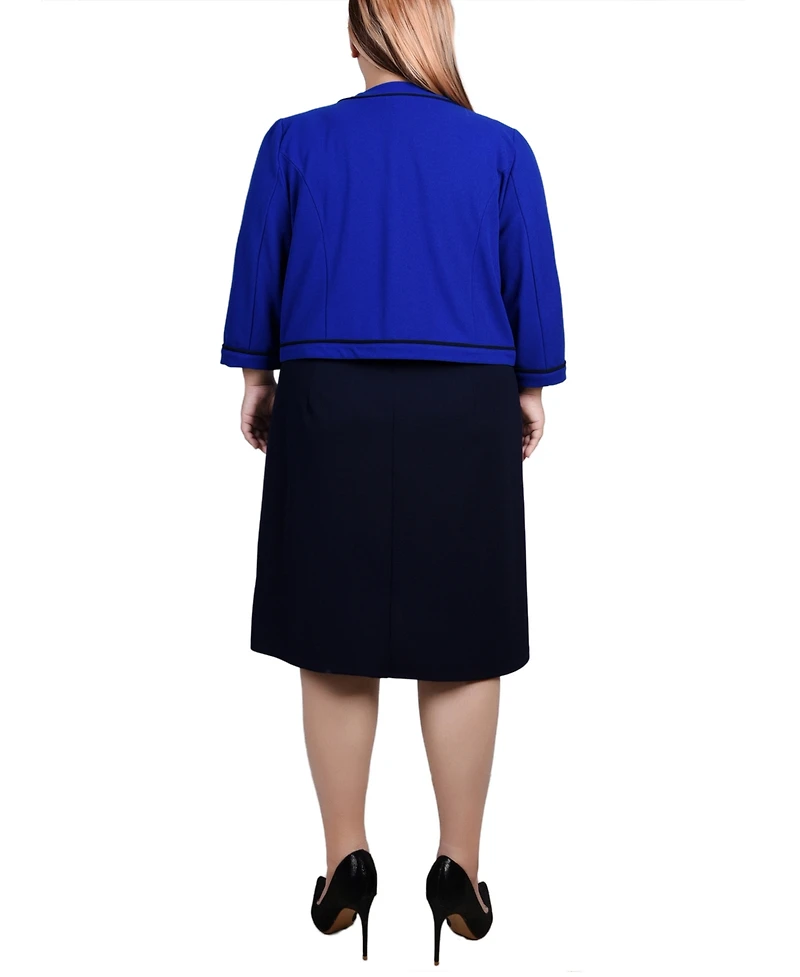 Ny Collection Plus Size 3/4 Sleeve Dress, 2 Piece Set