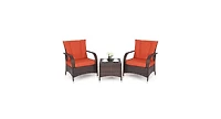 3PCS Outdoor Patio Rattan Wicker Furniture Set-Orange