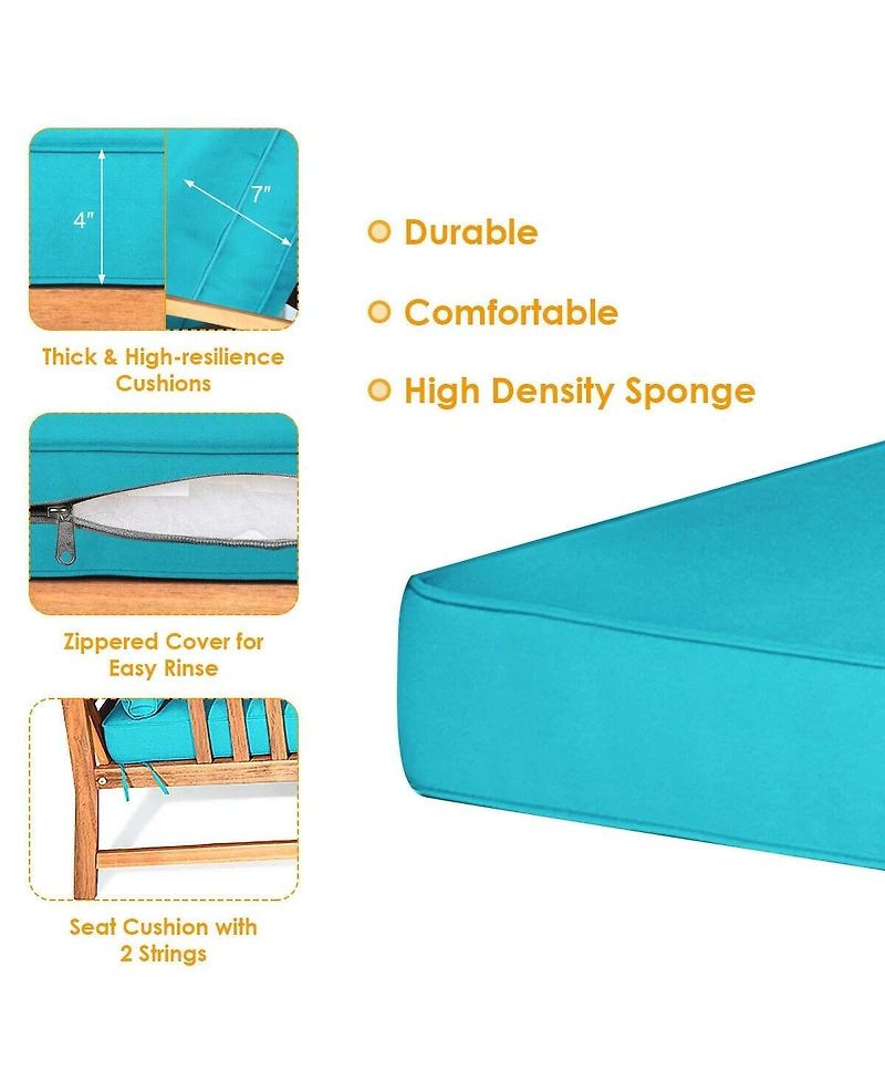 4 Pcs Wooden Patio Furniture Set Table Sofa Chair Cushioned Garden