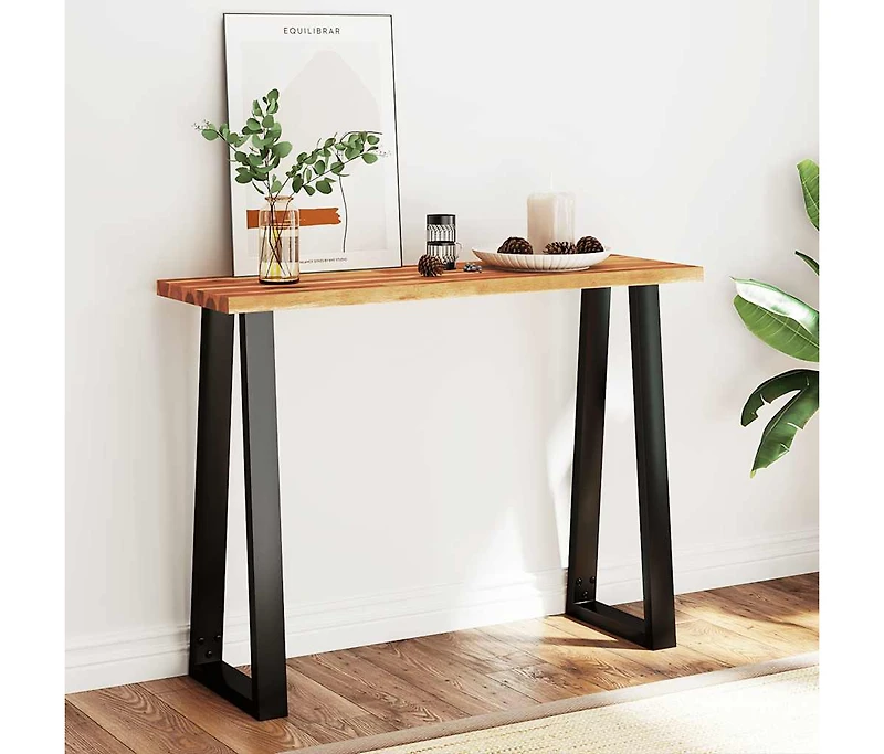 Console Table with Live Edge 43.3"x13.8"x31.5" Solid Wood Acacia