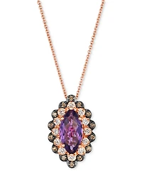 Le Vian Grape Amethyst (1-5/8 ct. t.w.) & Diamond (1/3 ct. t.w.) Marquise Halo Adjustable 20" Pendant Necklace in 14k Rose Gold