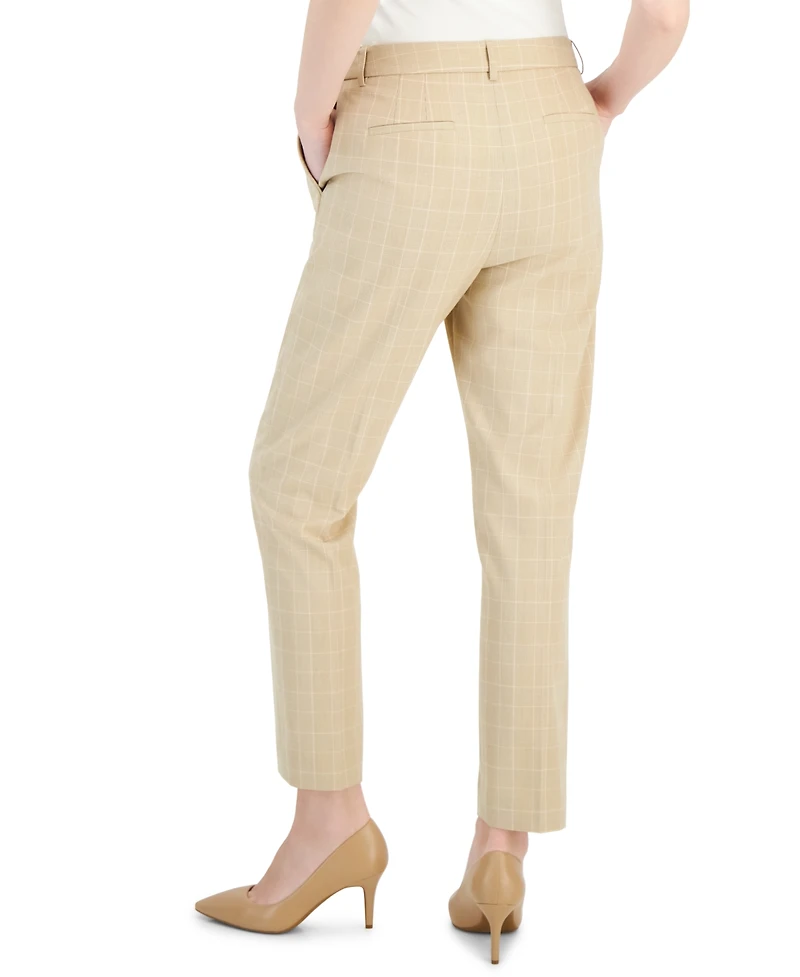 Tahari Asl Women's Plaid Straight Mid-Rise Pants