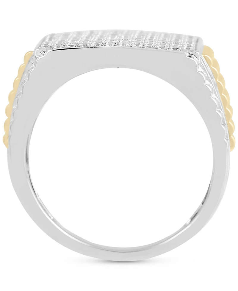 Men's Diamond Pave Cluster Ring (1 ct. t.w.) in Sterling Silver & 14k Gold-Plate