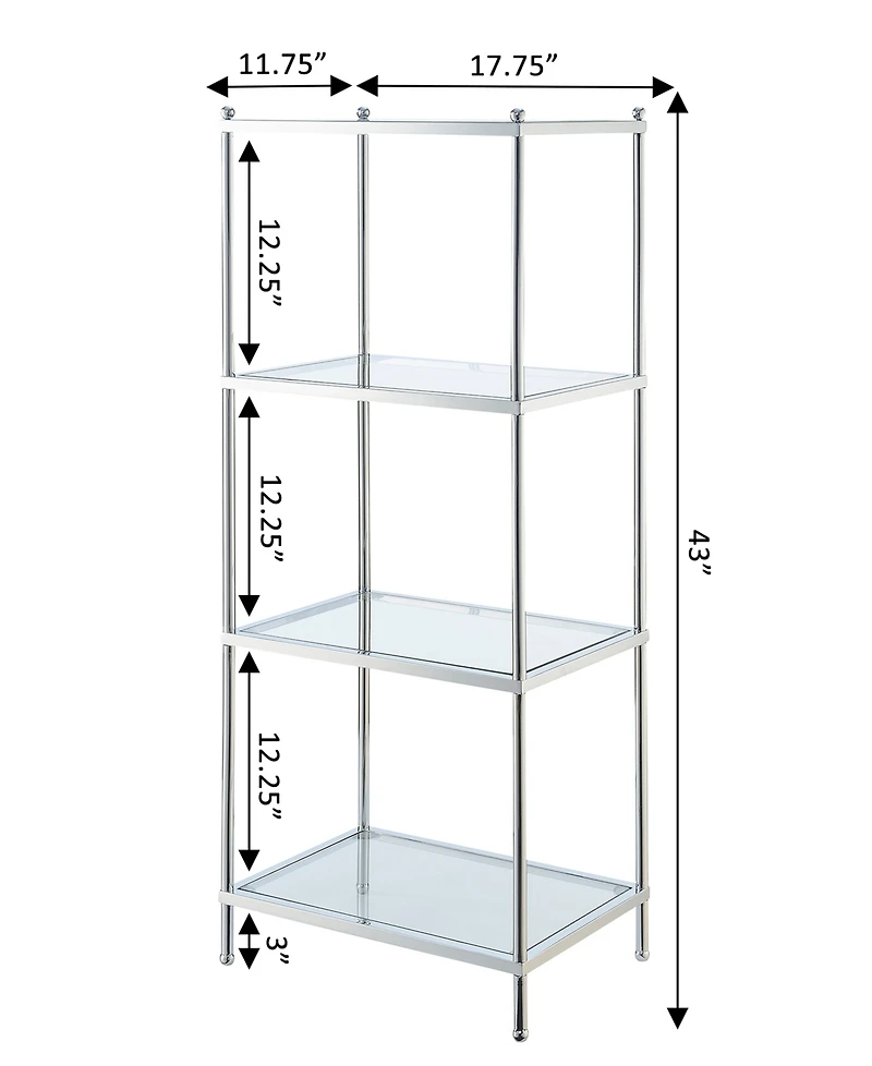 Convenience Concepts 17.75" Chrome Royal Crest 4 Tier Glass Tower