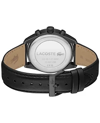 Lacoste Men's Boston Chronograph Black Leather Strap Watch 42mm