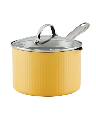 Farberware Style Aluminum Nonstick 3 Quart Cookware Straining Saucepan with Lid