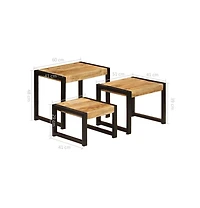 Nesting Tables 3 pcs Solid Mango Wood