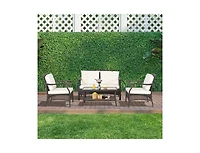 4 Pieces Outdoor Rattan Conversation Set with Protective Cover