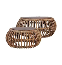Coffee Tables 2 pcs Natural Rattan