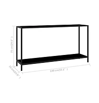 Console Table Black 55.1"x13.8"x29.5" Tempered Glass