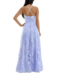 Bcx Juniors' Floral Embroidered Gown, Created for Macy's
