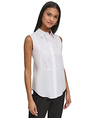 Karl Lagerfeld Paris Women's Embellished Bib Shirt