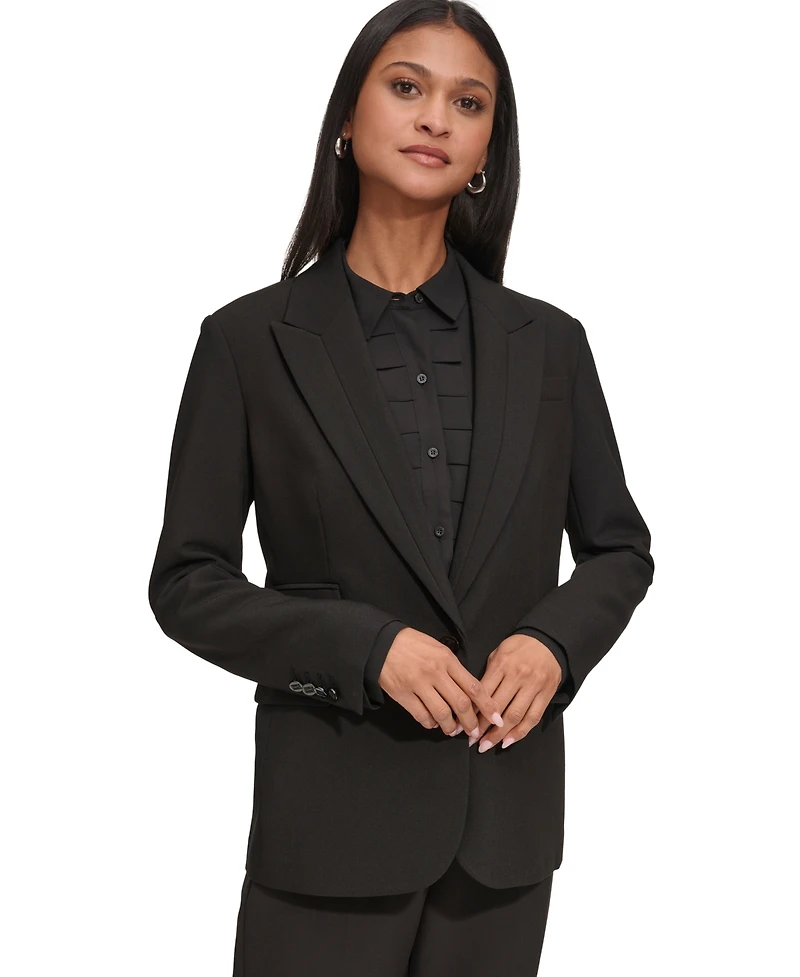Karl Lagerfeld Women's Notched Lapel One Button Blazer