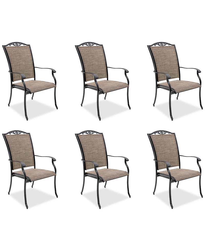 Wythburn Mix and Match Filigree Sling Outdoor Dining Chairs, Set of 6, Created for Macy's
