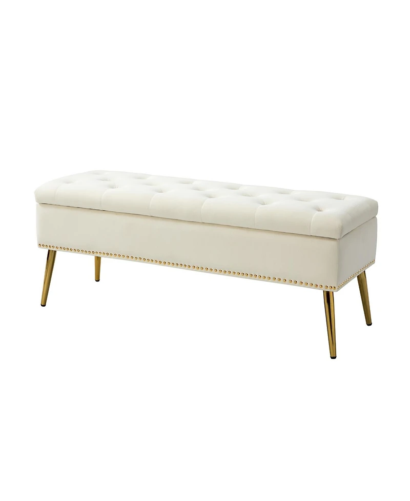 Modern Velvet Storage Ottoman Bench for Living Room Dining