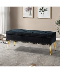 Modern Velvet Storage Ottoman Bench for Living Room Dining