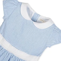 Hope & Henry Girls' Short Sleeve Seersucker Dress with Peter Pan Collar
