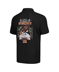 Men's Tommy Bahama Black Cincinnati Bengals Tidal Kickoff Camp Button-Up Shirt