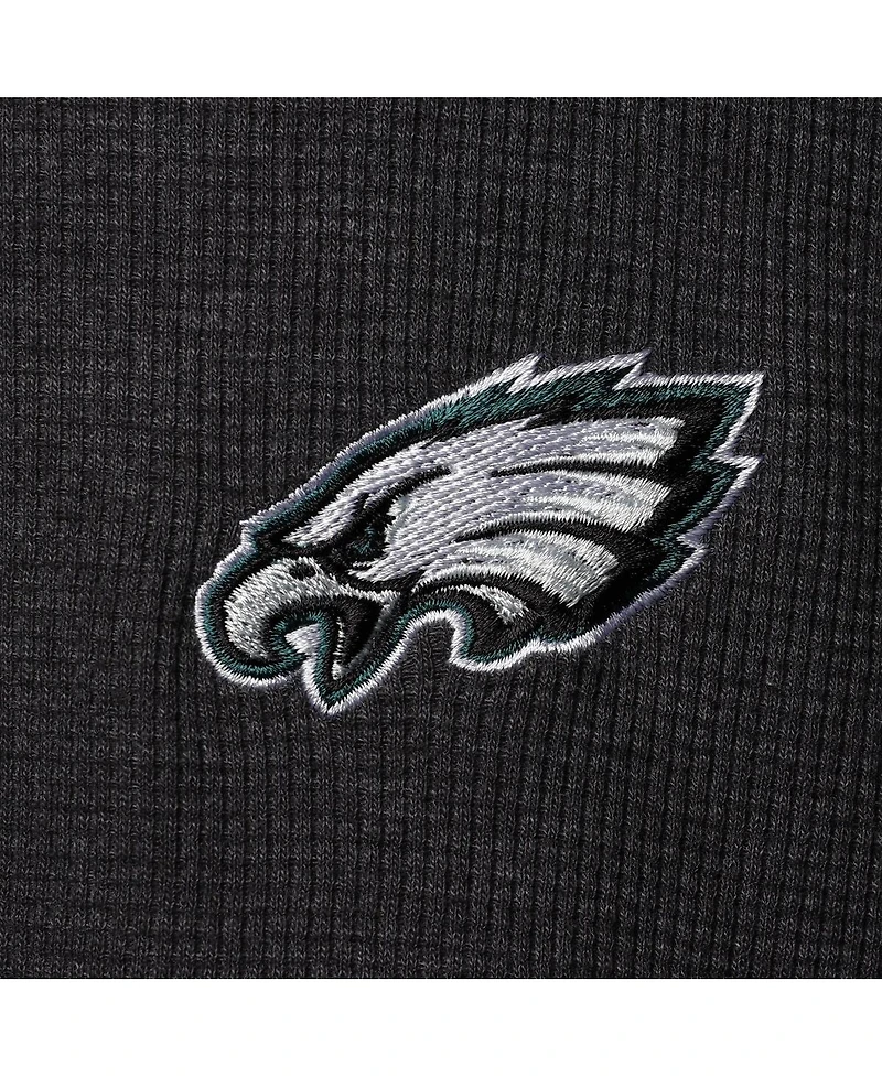 Men's Dunbrooke Charcoal Philadelphia Eagles Logo Maverick Thermal Henley Long Sleeve T-shirt