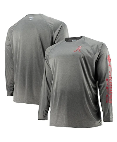 Men's Columbia Charcoal Alabama Crimson Tide Big and Tall Terminal Tackle Omni-Shade Long Sleeve Raglan T-shirt