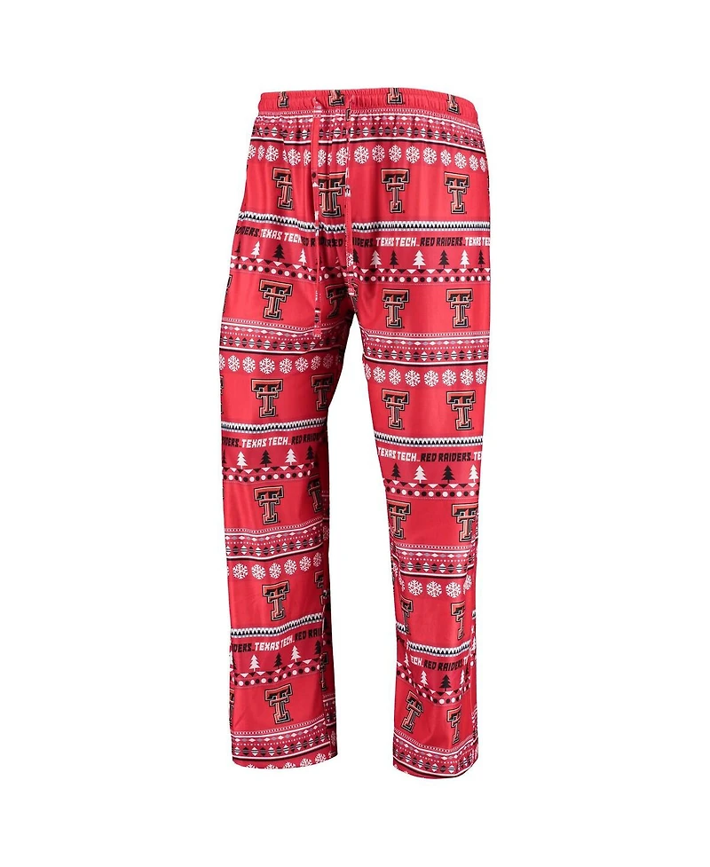 Men's Concepts Sport Red Texas Tech Raiders Ugly Sweater Long Sleeve T-shirt and Pants Sleep Set