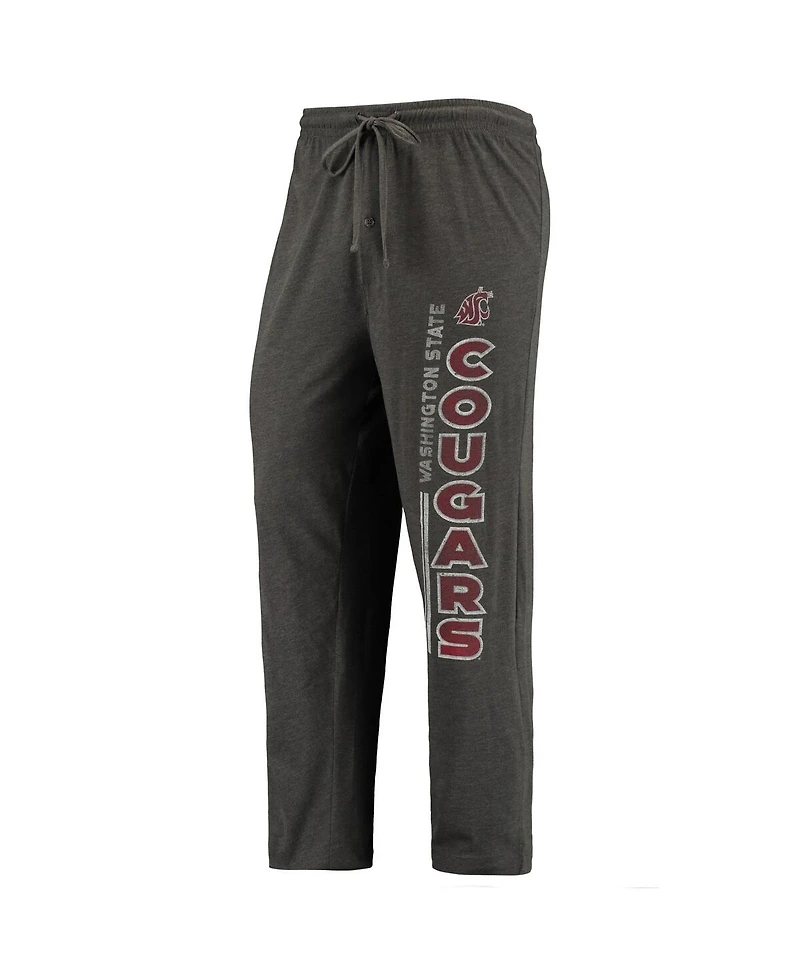 Men's Concepts Sport Heathered Charcoal, Crimson Distressed Washington State Cougars Meter T-shirt and Pants Sleep Set
