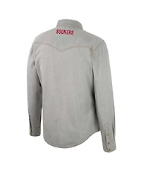 Men's Colosseum x Wrangler Gray Oklahoma Sooners Cowboy Cut Western Full-Snap Long Sleeve Shirt