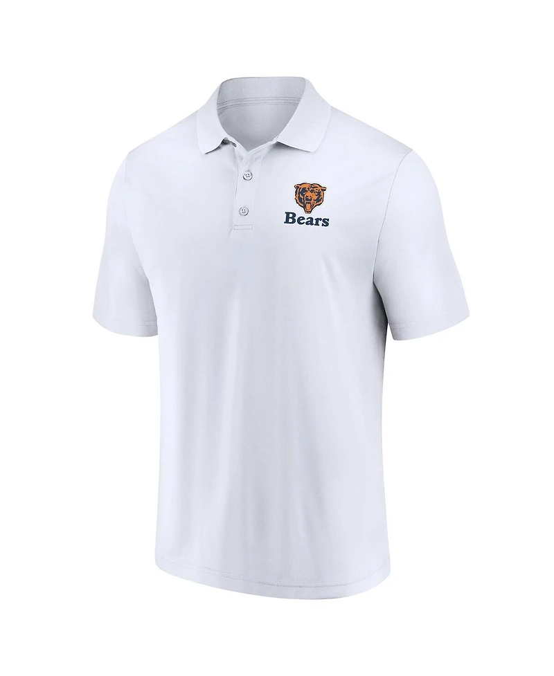 Men's Fanatics White, Navy Distressed Chicago Bears Throwback Two-Pack Polo Shirt Set