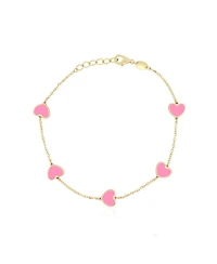 The Lovery Bubblegum Pink Heart Station Bracelet 14K Gold