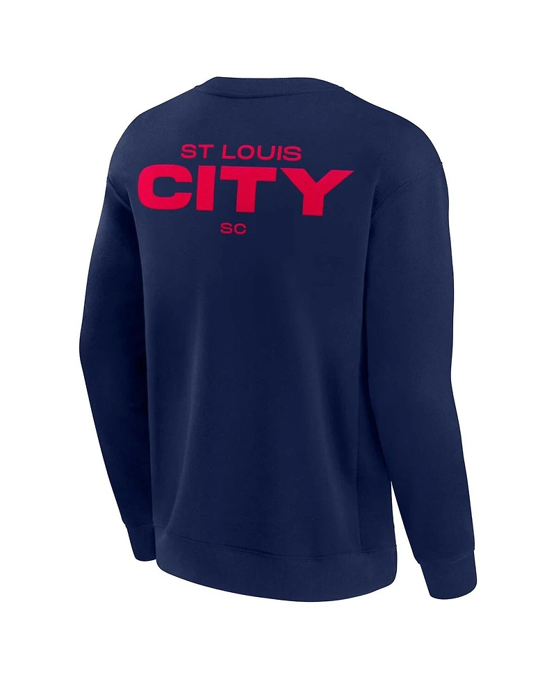 Men's and Women's Fanatics Signature Navy St. Louis City Sc Super Soft Fleece Crew Pullover Sweatshirt