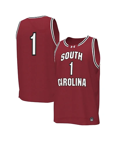 Men's Under Armour #1 Garnet South Carolina Gamecocks Replica Basketball Jersey
