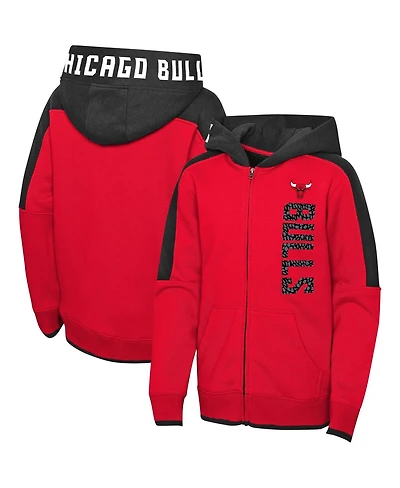 Preschool Boys and Girls Red Chicago Bulls Post-Up Full-Zip Hoodie