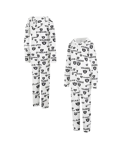 Women's Concepts Sport Cream Las Vegas Raiders Docket Hoodie Full-Zip Union Suit