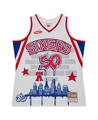 Men's Mitchell & Ness x Tats Cru White Philadelphia 76ers Hardwood Classics Fashion Jersey