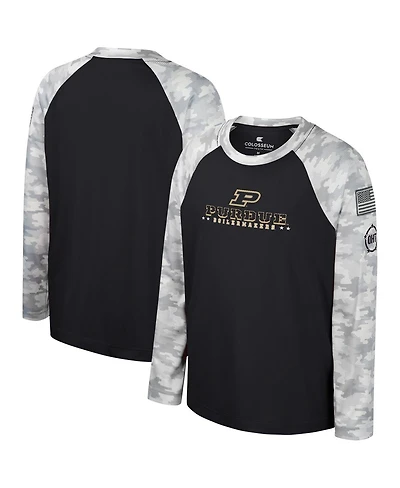 Big Boys Colosseum Black, Camo Purdue Boilermakers Oht Military-Inspired Appreciation Dark Star Raglan Long Sleeve T-shirt